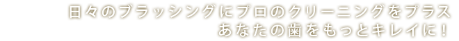 日々のブラッシングにプロのクリーニングをプラスあなたの歯をもっとキレイに！